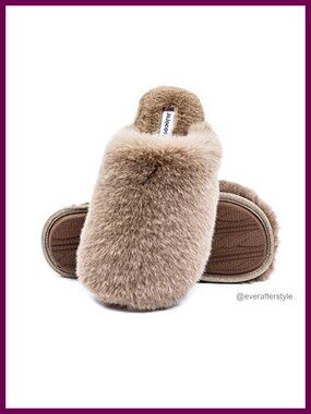 Fuzzy Memory Foam Closed-Toe Plush Scuff Slippers